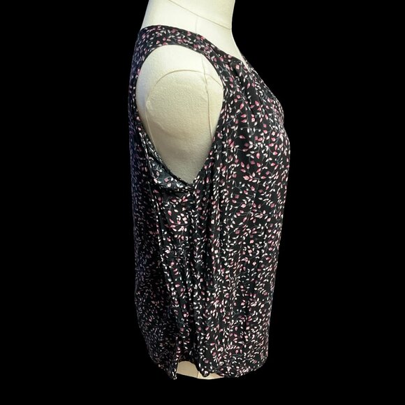 Black/Pink Floral Print Cold Shoulder Blouse - Picture 3 of 4